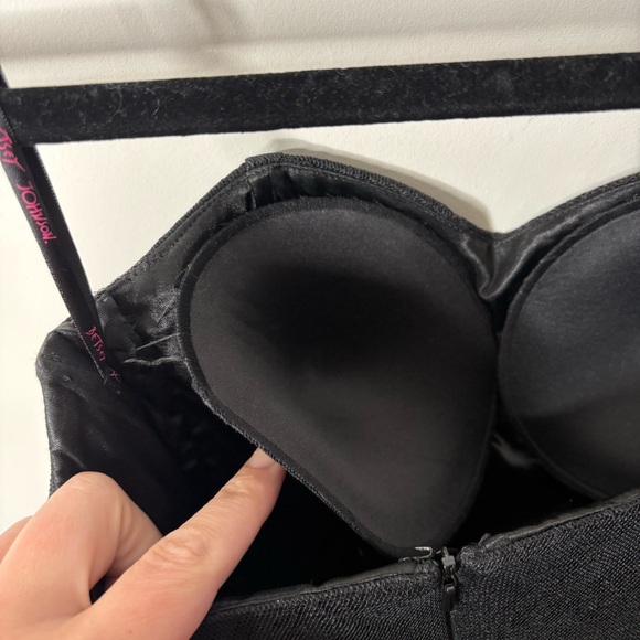 Betsey Johnson Y2K Dress Tulle Black Mini Strapless Vintage - Picture 5 of 5